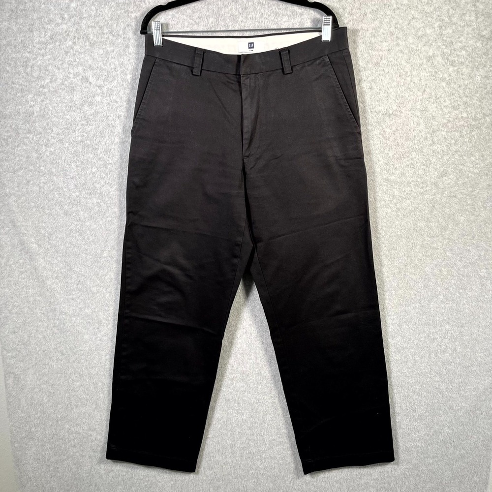 Gap Dress Pants Mens 32x30 Black‎ Cotton Flat Front Straight Leg Formal Business